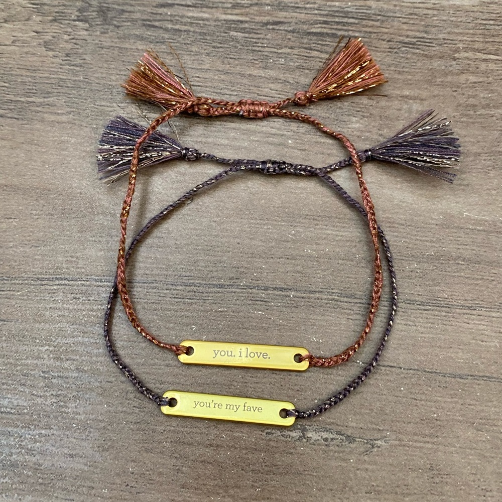 New set of 2 slider bracelets - you, I love and you’re my fav